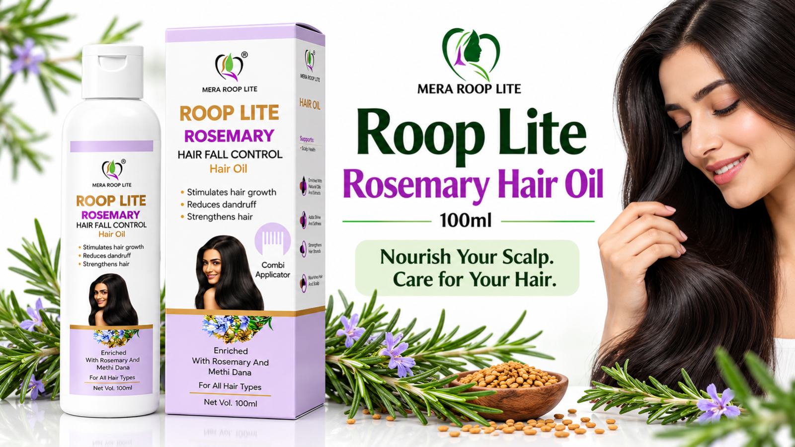 Roop Lite Rosemary Hair Oil 100ml: Nourish Your Scalp and Care for Your Hair